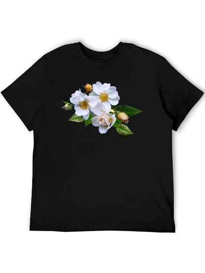 Floral Tee - Elegant White Rose Design