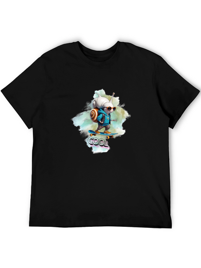 Cool Snail Skateboard T-Shirt - Black Cotton Tee