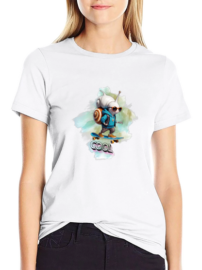 Cool Snail Skateboard T-Shirt - Black Cotton Tee