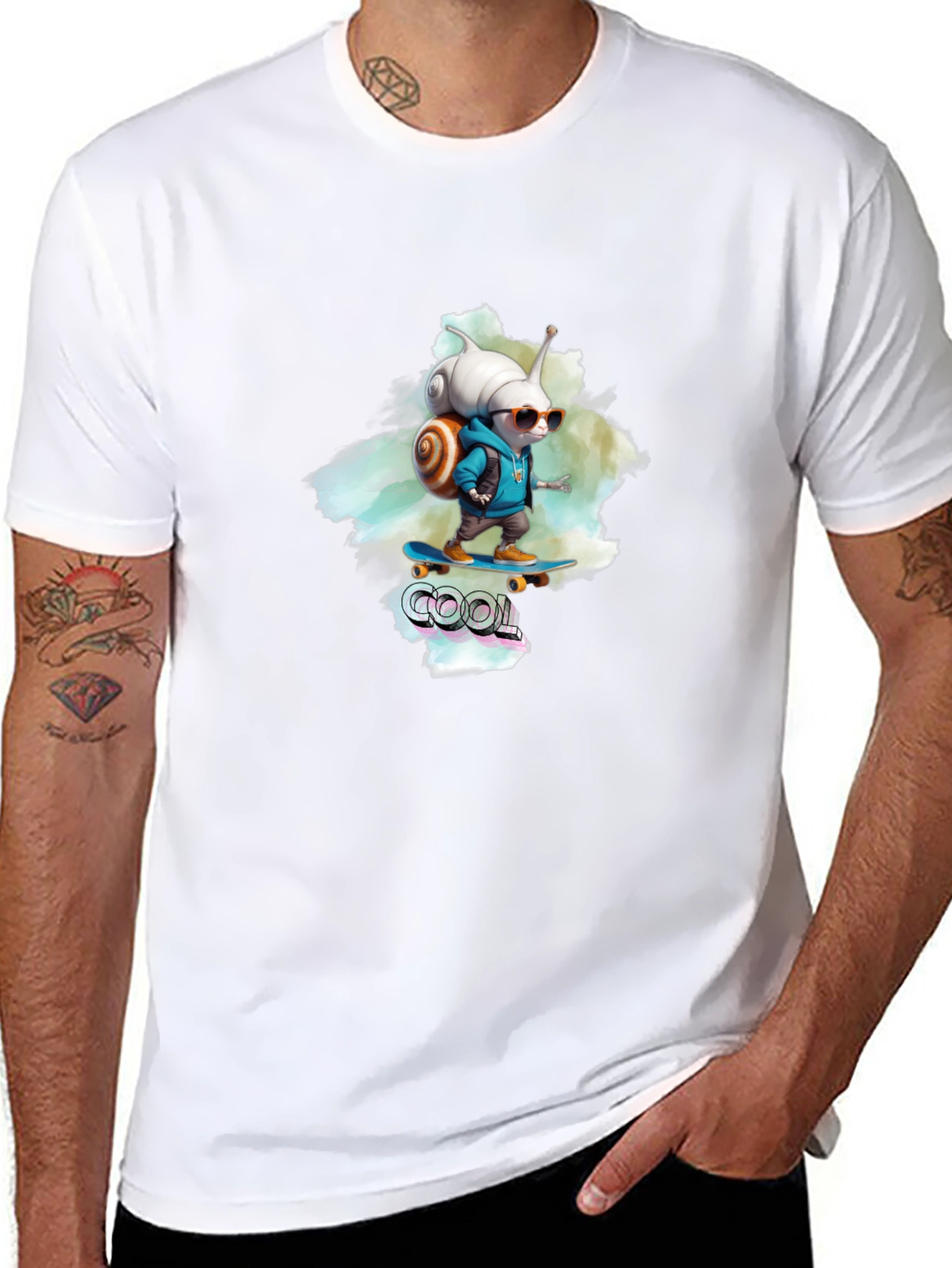 Cool Snail Skateboard T-Shirt - Black Cotton Tee