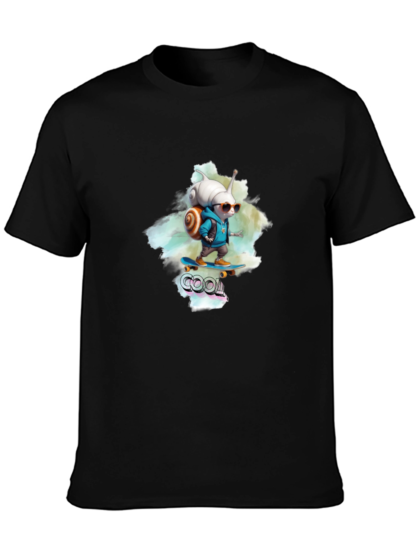 Cool Snail Skateboard T-Shirt - Black Cotton Tee