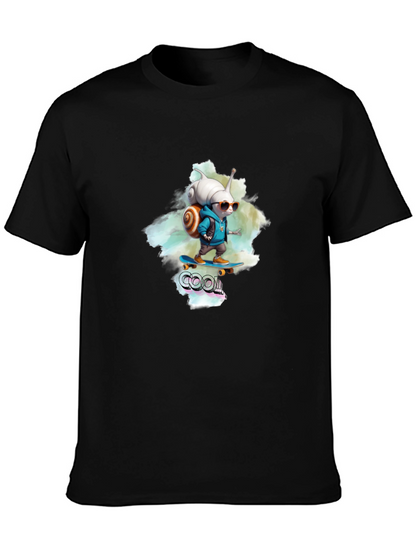 Cool Snail Skateboard T-Shirt - Black Cotton Tee