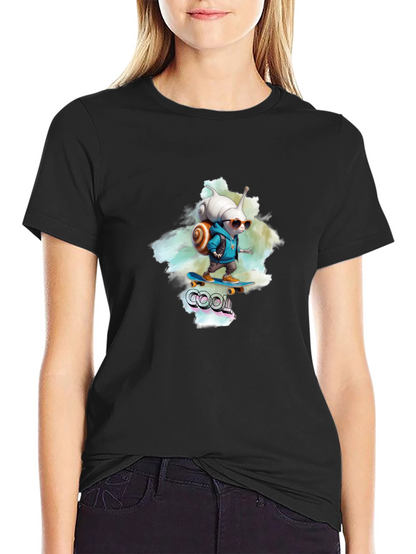 Cool Snail Skateboard T-Shirt - Black Cotton Tee