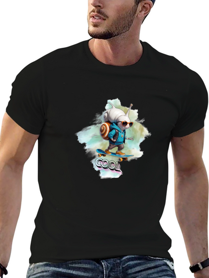 Cool Snail Skateboard T-Shirt - Black Cotton Tee