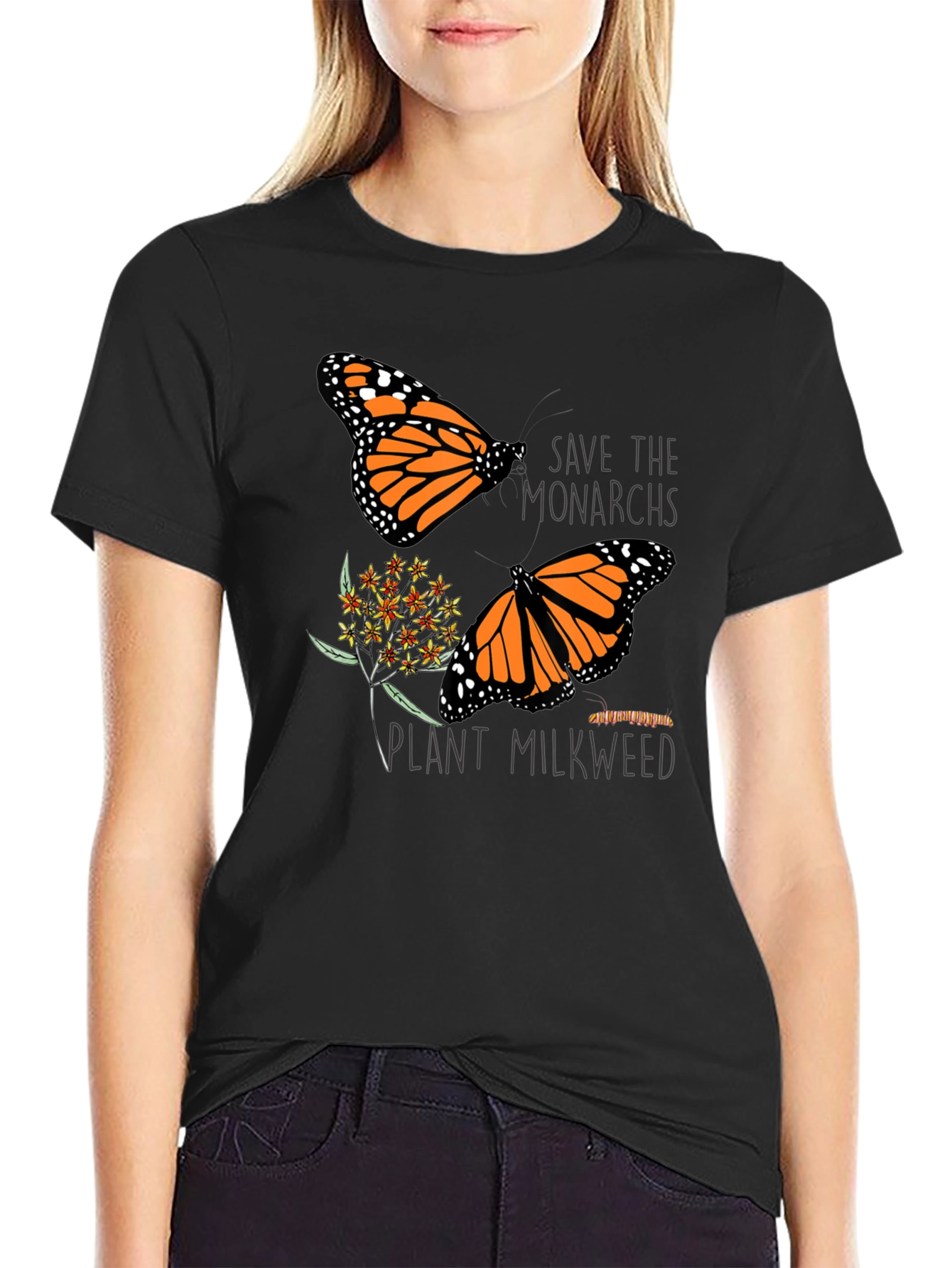 Save the Monarchs Black Graphic T-Shirt