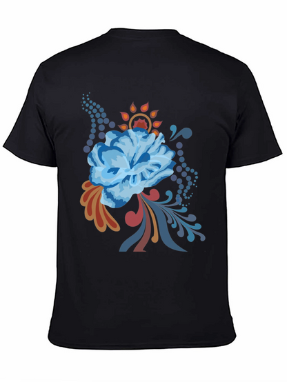 Floral Graphic Tee - Black Cotton Comfort