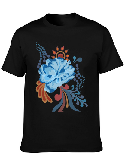 Floral Graphic Tee - Black Cotton Comfort