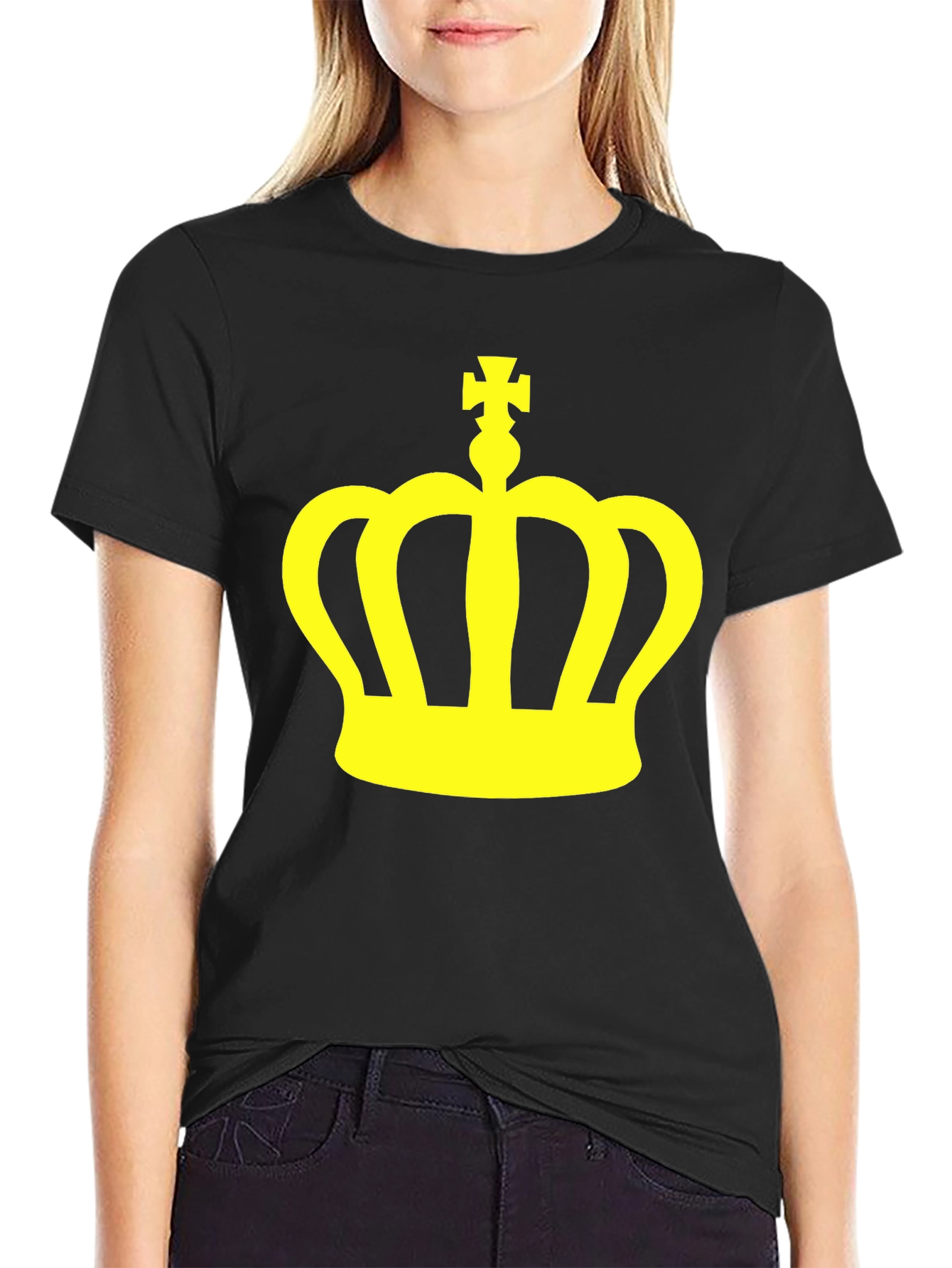 Crown Graphic Tee - Stylish Black Cotton T-Shirt