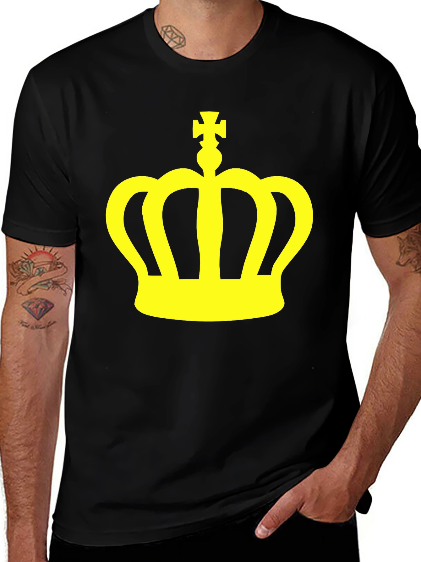 Crown Graphic Tee - Stylish Black Cotton T-Shirt