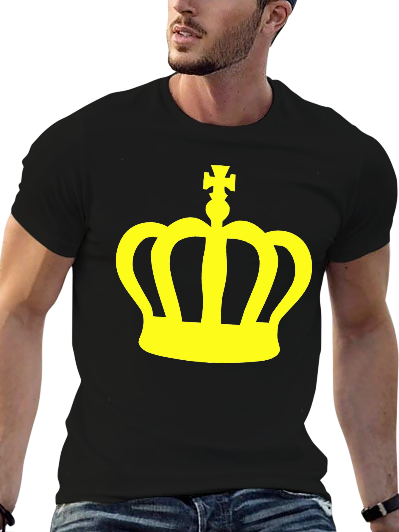 Crown Graphic Tee - Stylish Black Cotton T-Shirt