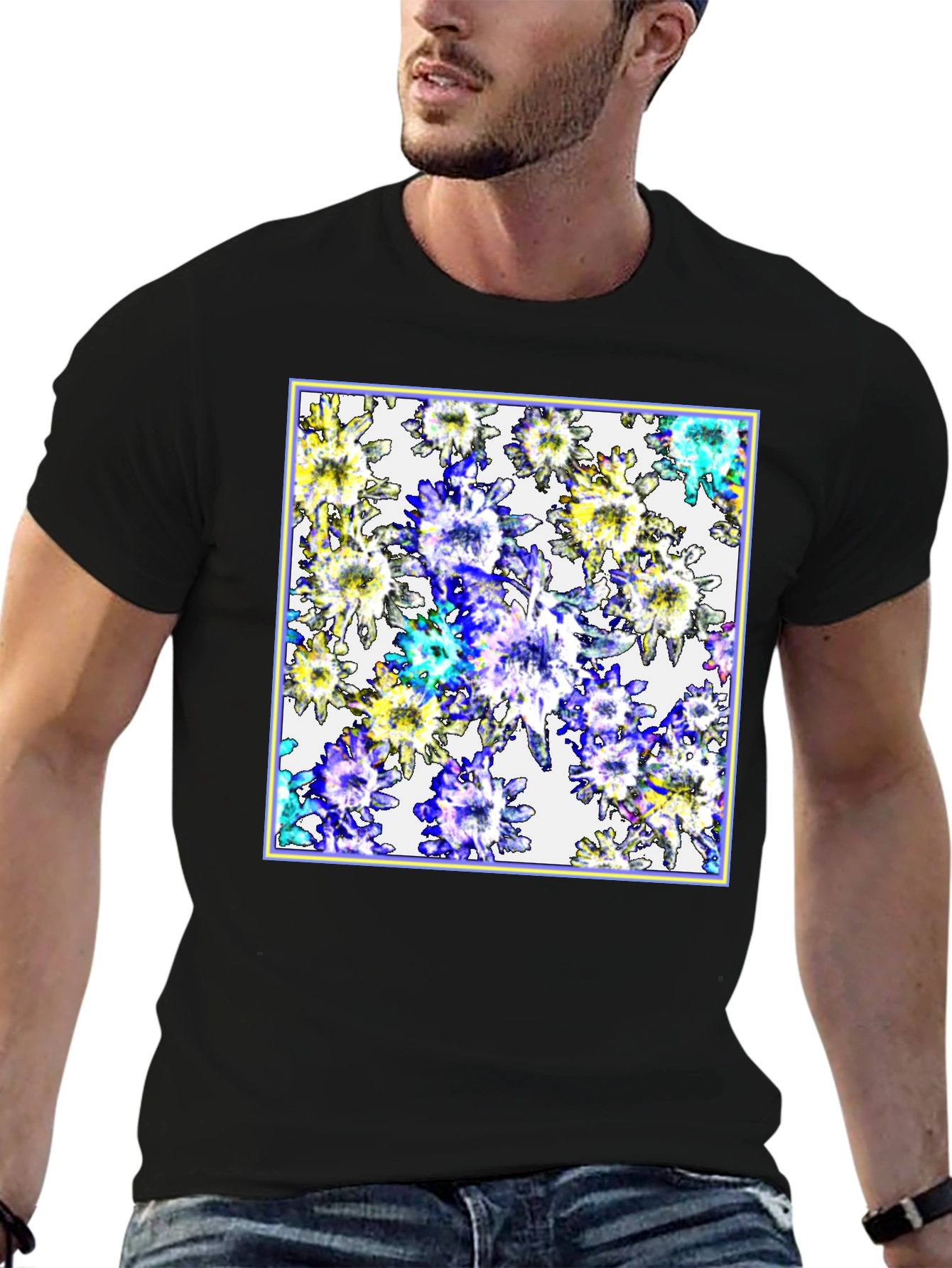 Floral Burst Black T-Shirt