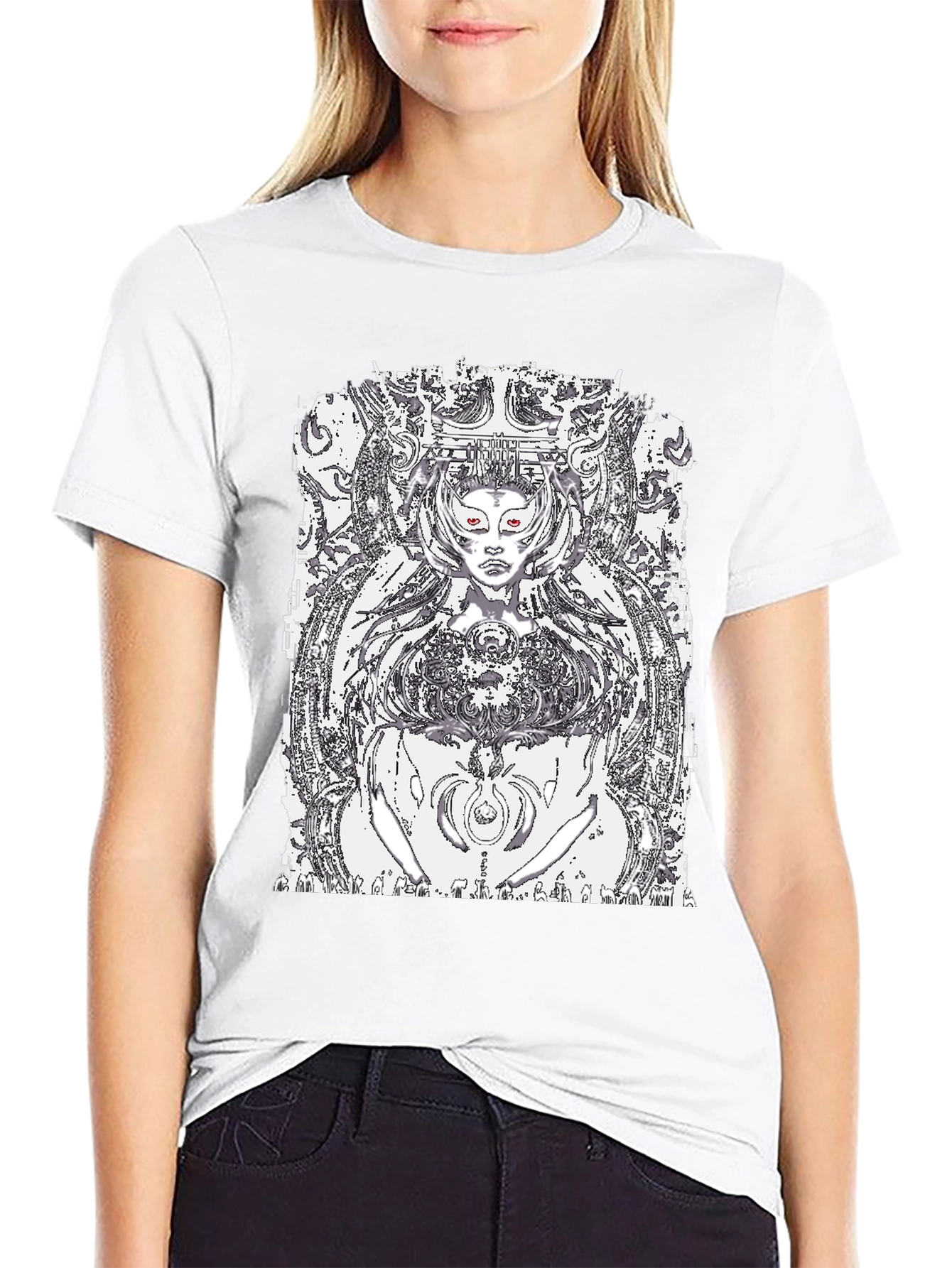 Black Graphic Tee - Queen of Tech Print