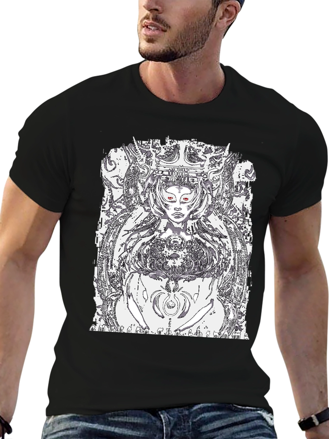 Black Graphic Tee - Queen of Tech Print