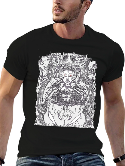 Black Graphic Tee - Queen of Tech Print