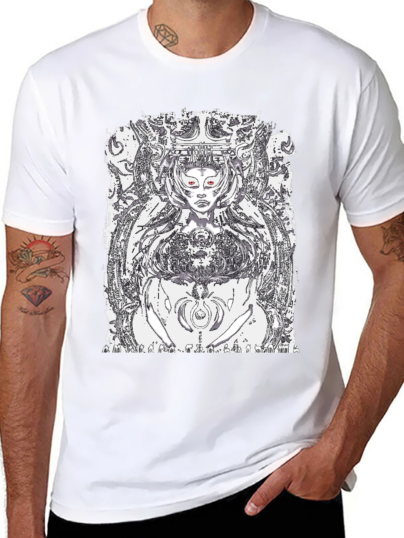 Black Graphic Tee - Queen of Tech Print