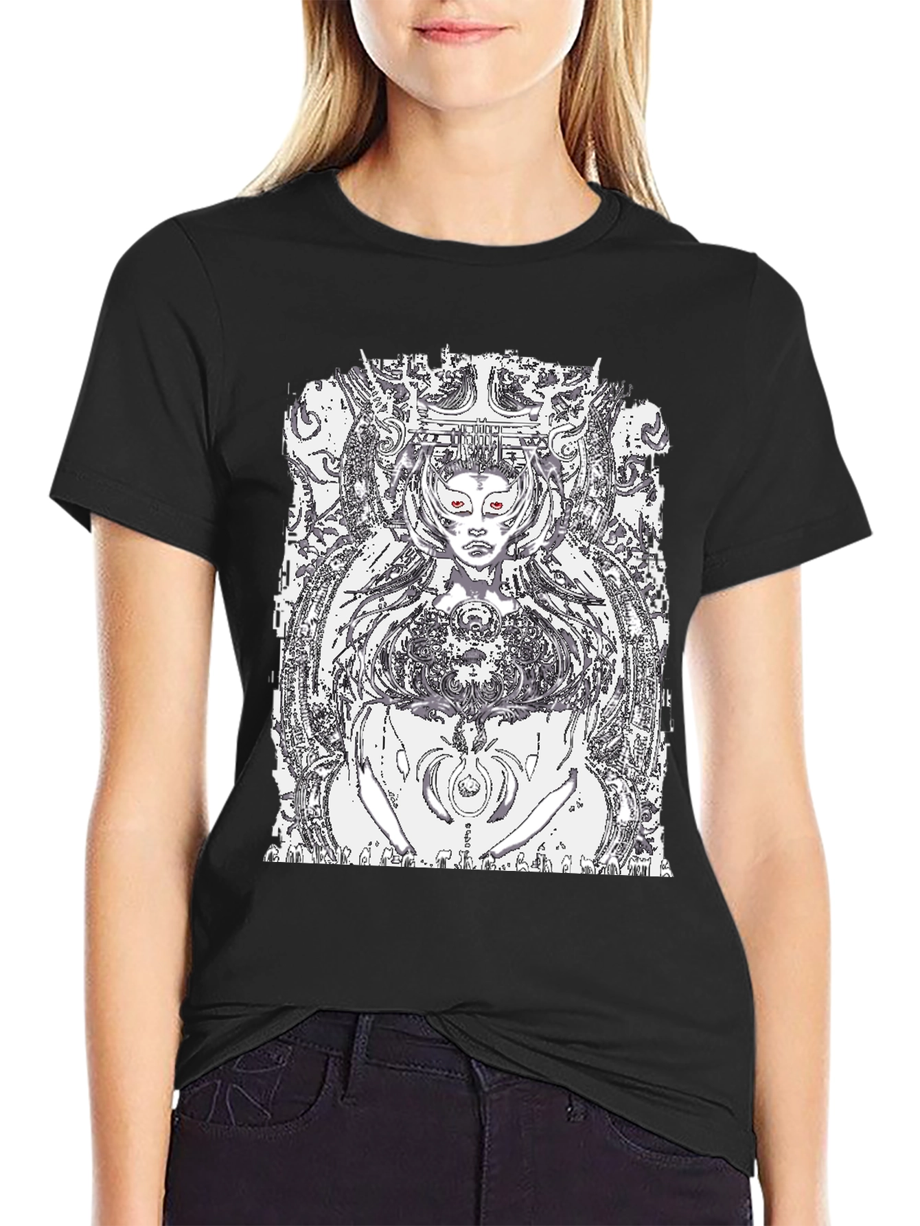 Black Graphic Tee - Queen of Tech Print