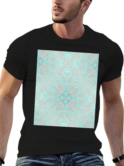 Patterned Graphic Tee - Black Casual Shirt