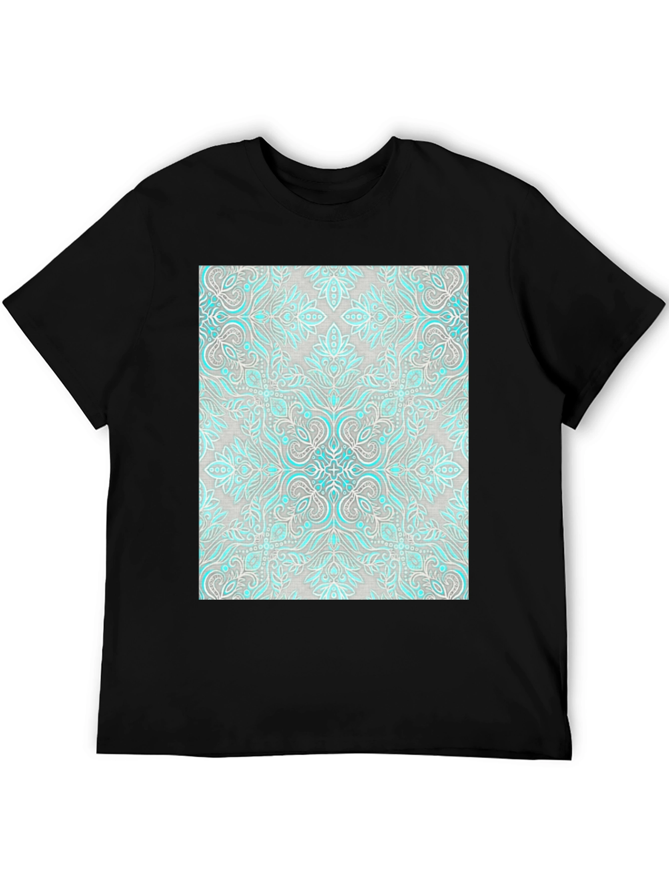 Patterned Graphic Tee - Black Casual Shirt