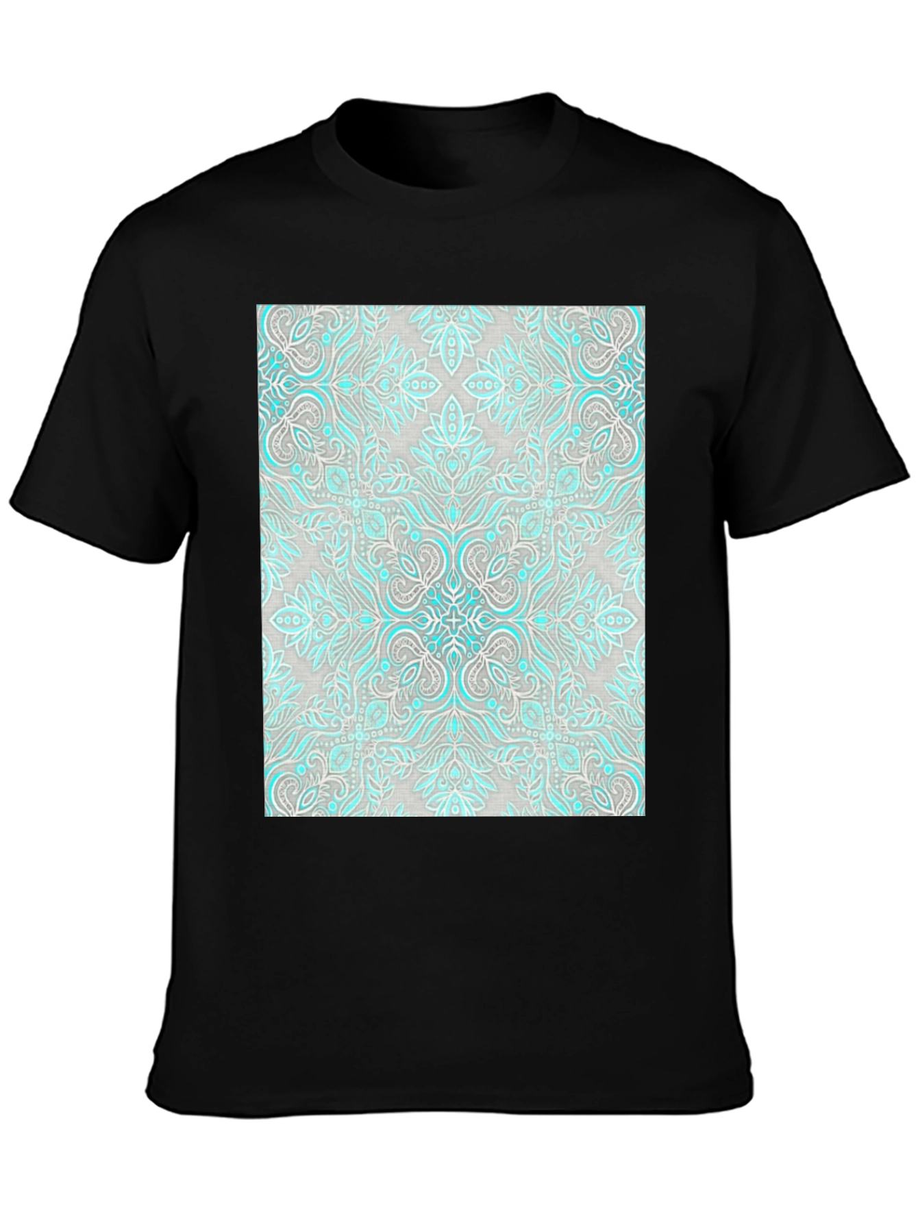 Patterned Graphic Tee - Black Casual Shirt