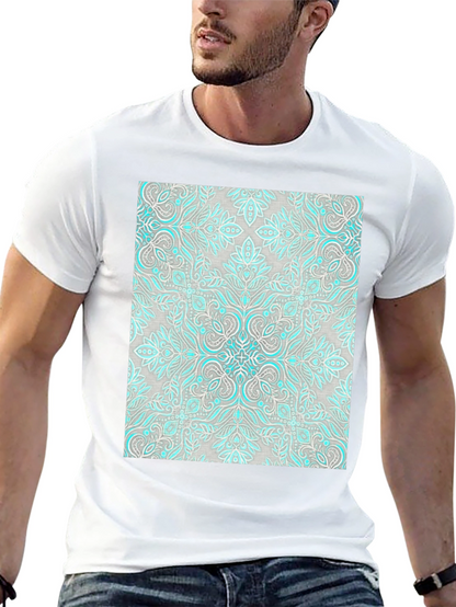 Patterned Graphic Tee - Black Casual Shirt