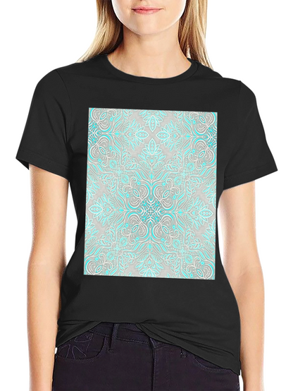 Patterned Graphic Tee - Black Casual Shirt