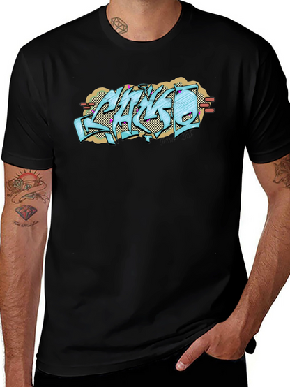 Graffiti Style Graphic Print Black T-Shirt
