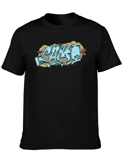 Graffiti Style Graphic Print Black T-Shirt