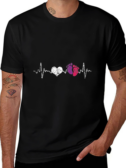 Heartbeat Baby Footprints Graphic Tee