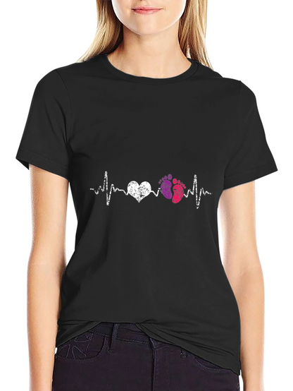 Heartbeat Baby Footprints Graphic Tee