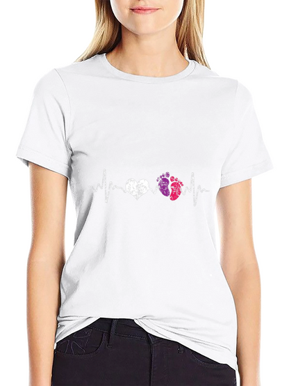 Heartbeat Baby Footprints Graphic Tee