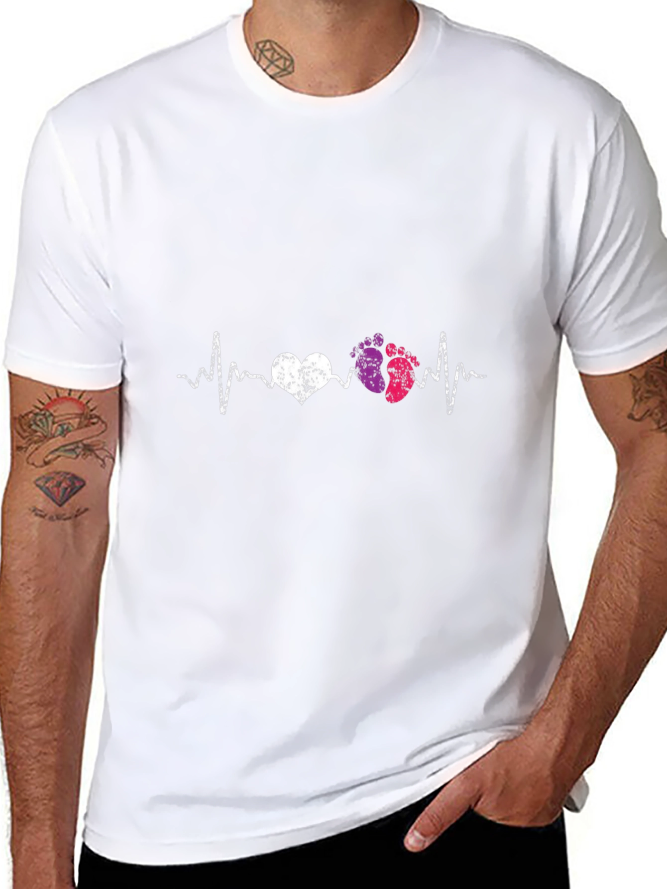 Heartbeat Baby Footprints Graphic Tee