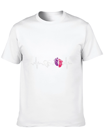 Heartbeat Baby Footprints Graphic Tee