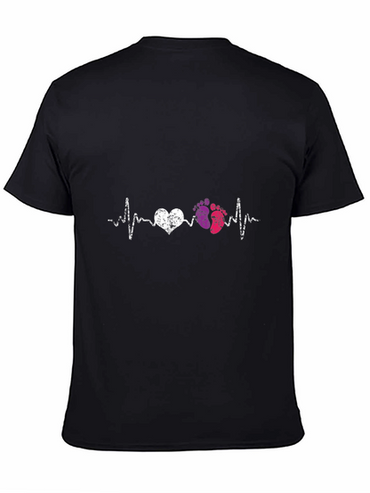 Heartbeat Baby Footprints Graphic Tee
