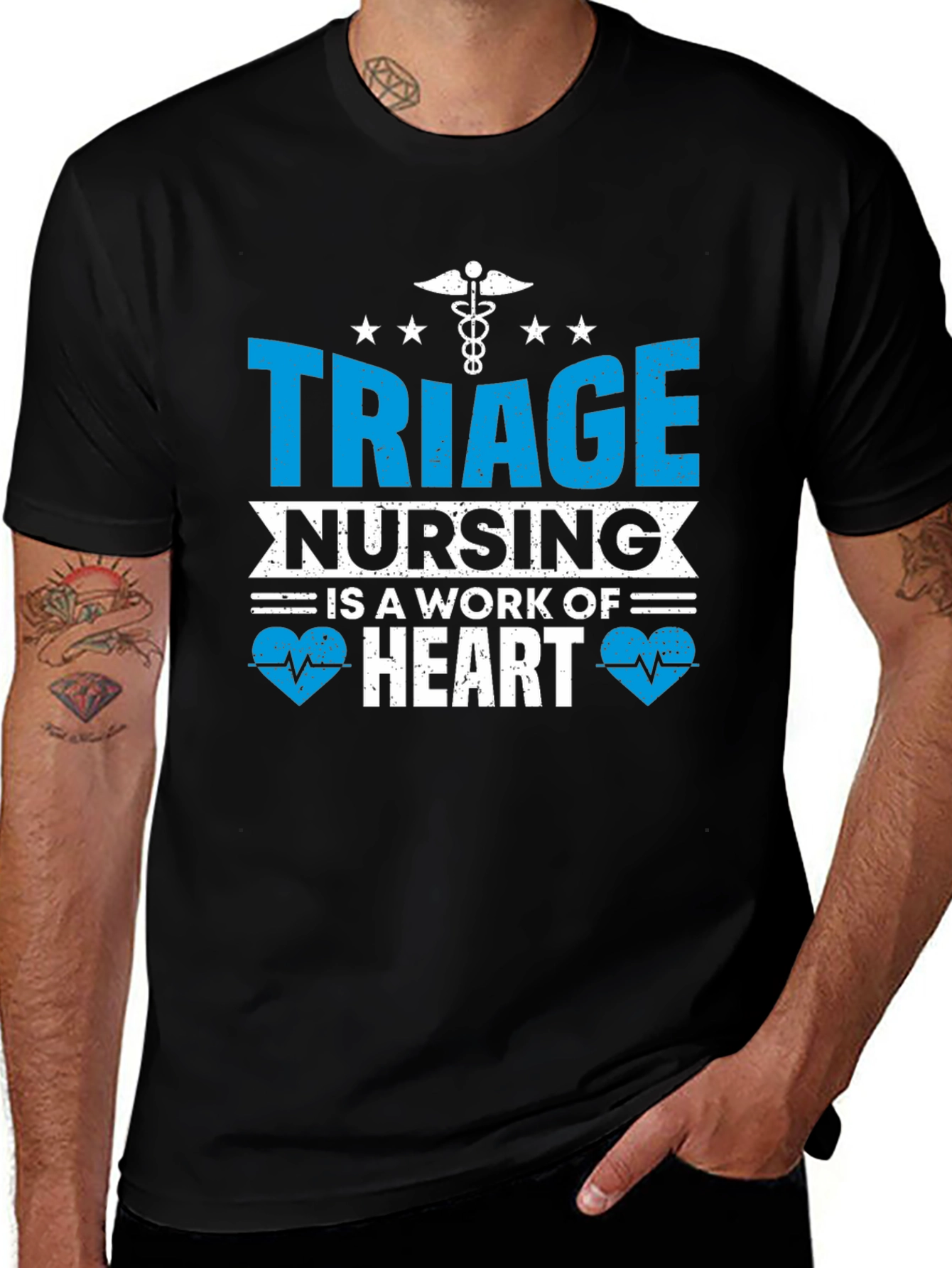 Triage Nursing Heart T-Shirt - Black Cotton Tee