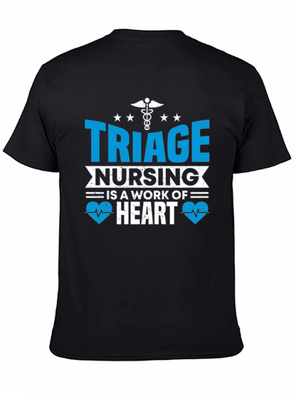 Triage Nursing Heart T-Shirt - Black Cotton Tee