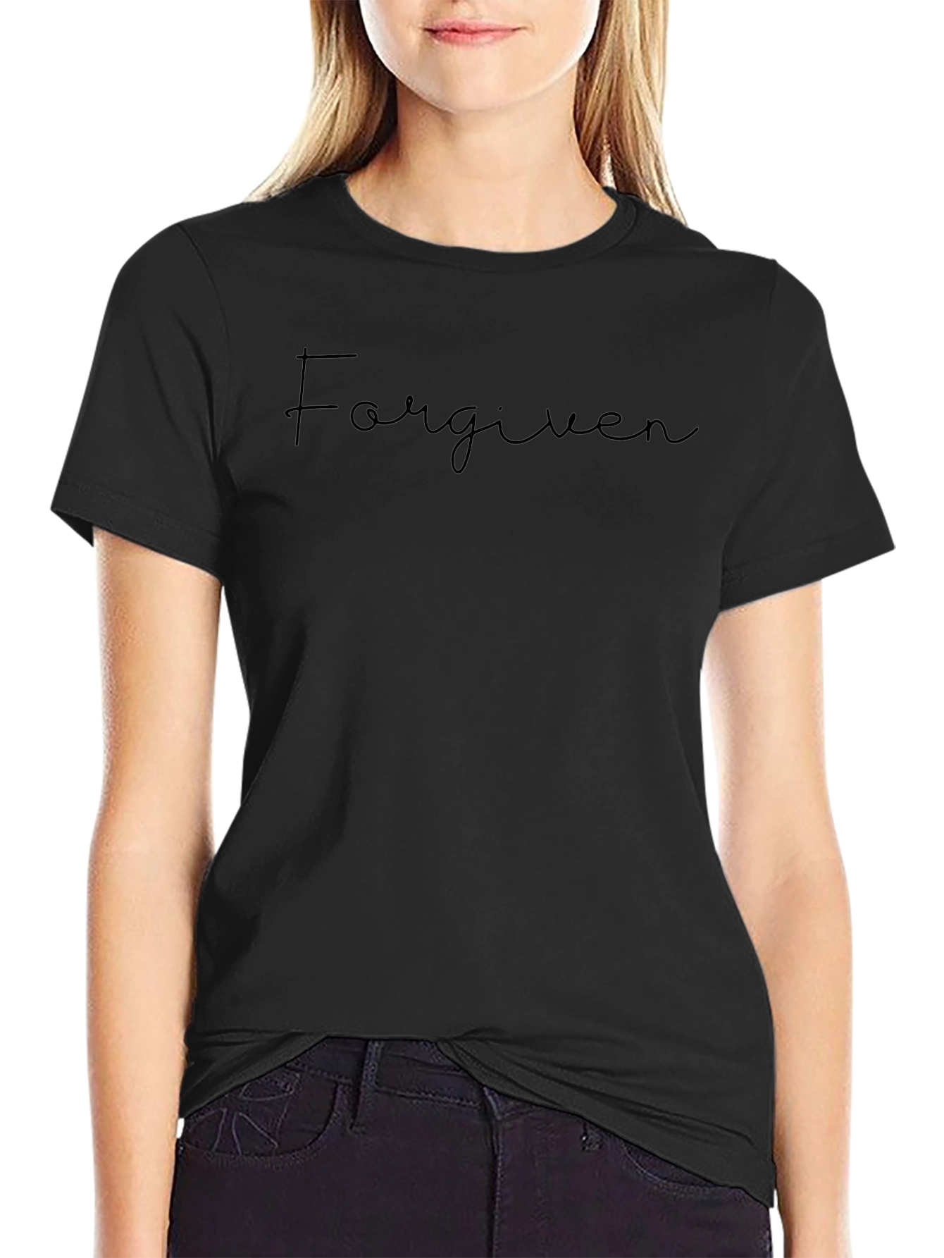 Forgiven Script Black Graphic T-Shirt