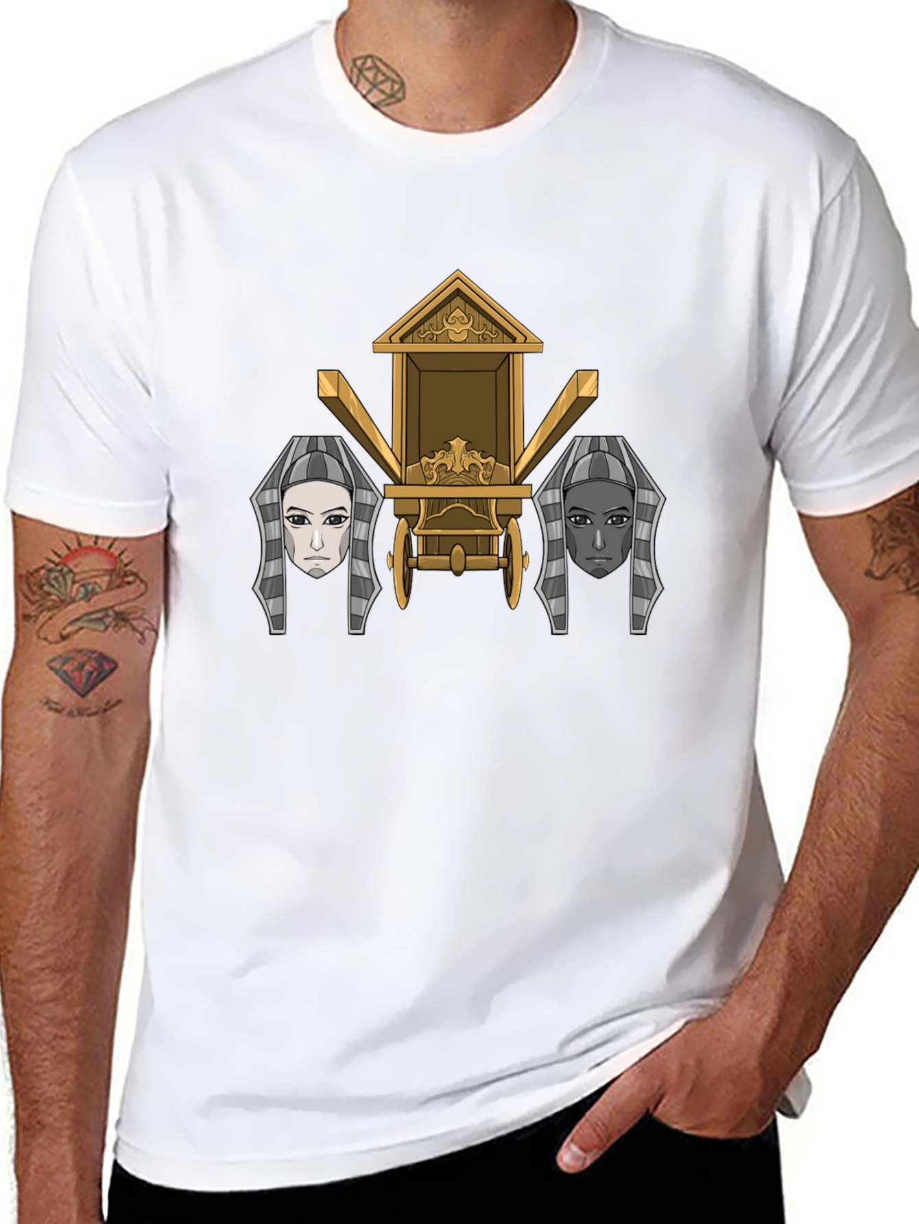 Egyptian Chariot Graphic Tee - Premium Black T-Shirt