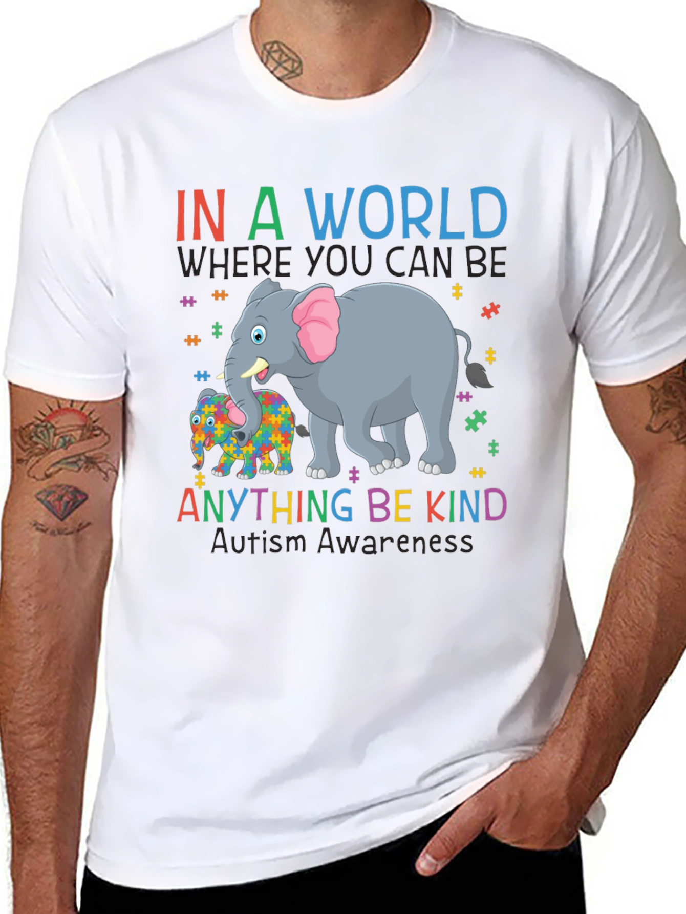 Autism Awareness Elephant T-Shirt - Be Kind