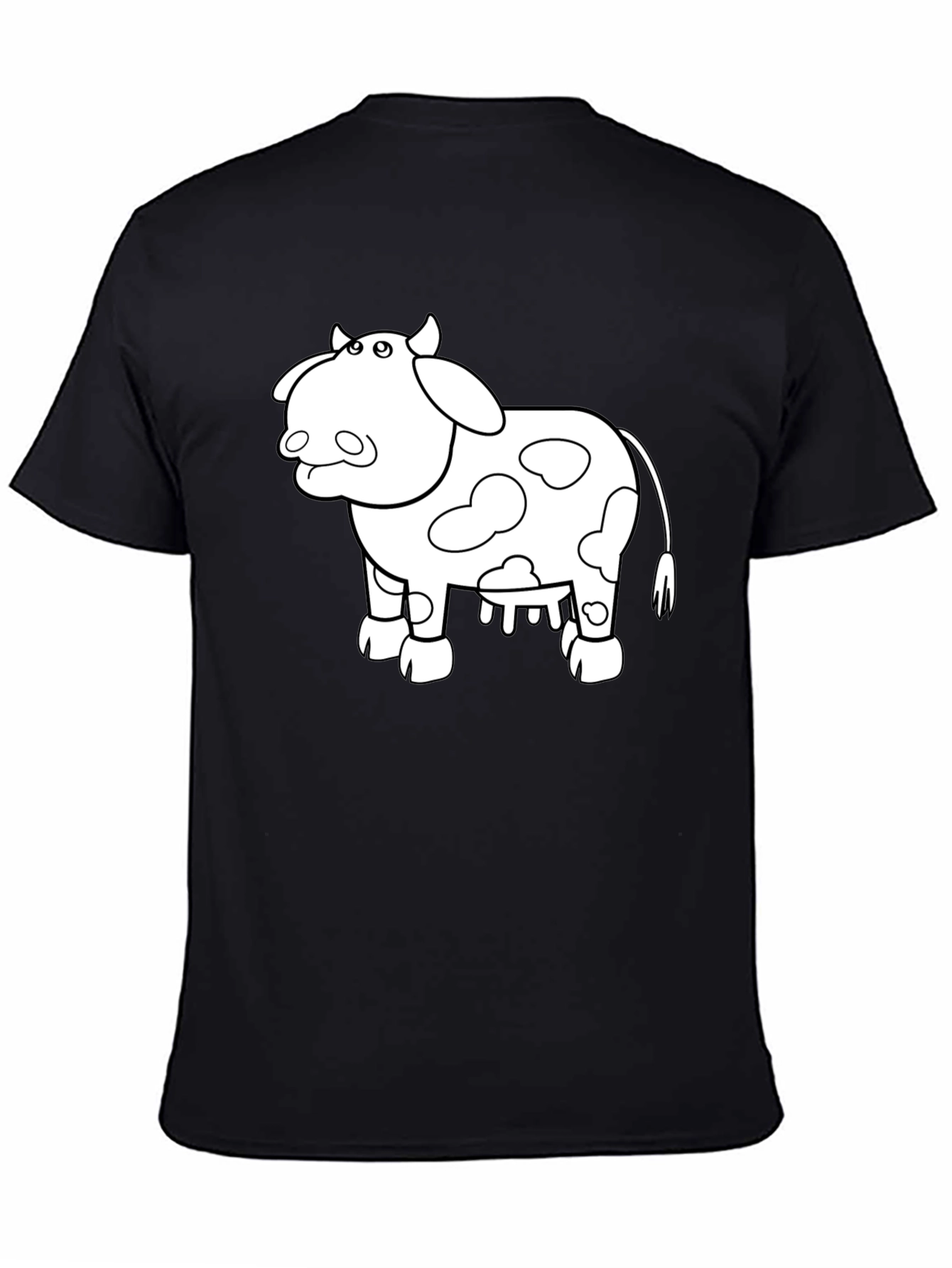 Cow Graphic Print T-Shirt - Casual Black Tee