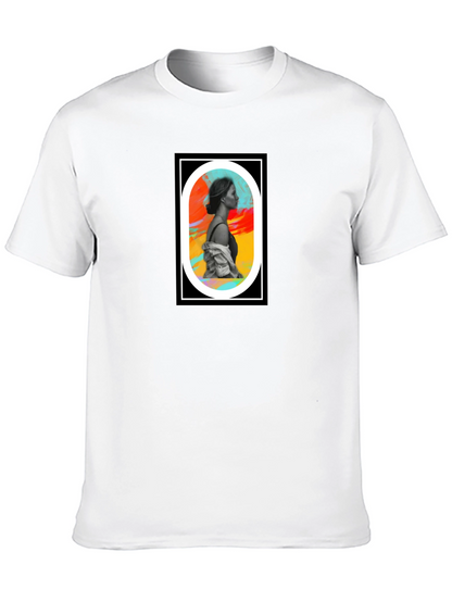 Abstract Woman Portrait Graphic Tee - Black