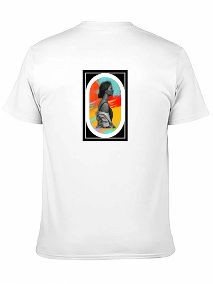 Abstract Woman Portrait Graphic Tee - Black