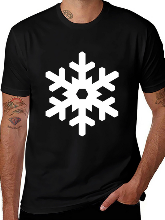 Snowflake Graphic Print Black T-Shirt