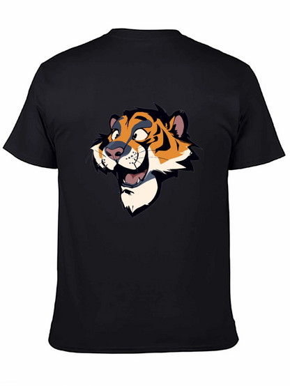 Cartoon Tiger Graphic Black T-Shirt
