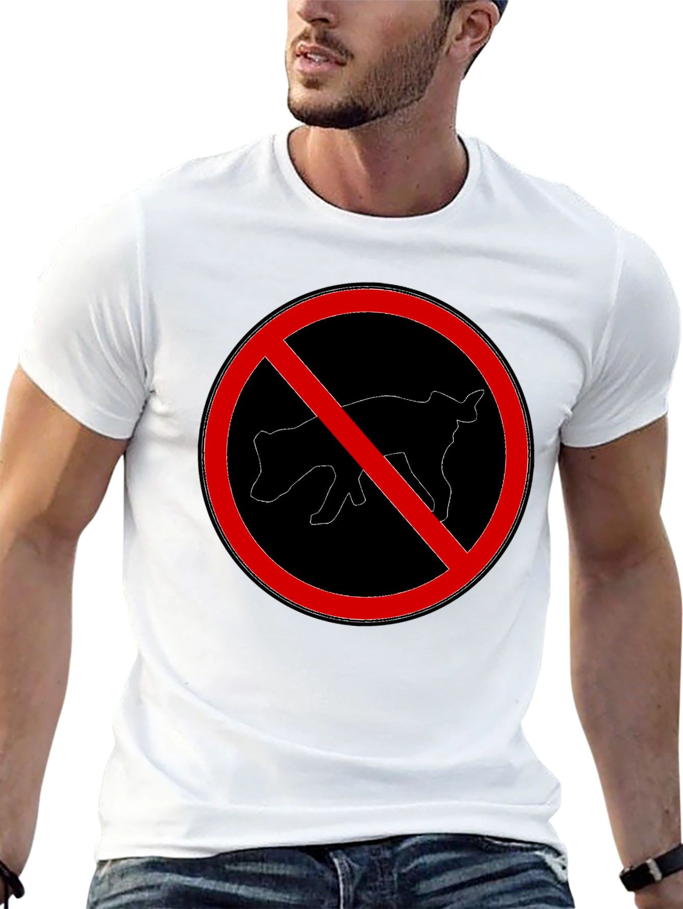Humorous No Pooping Dog Graphic T-Shirt