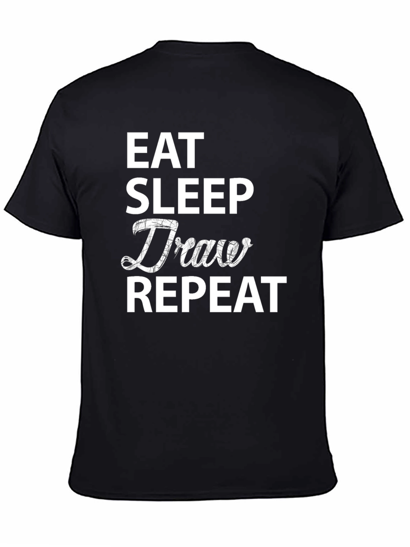 Eat Sleep Draw Repeat Black Graphic T-Shirt