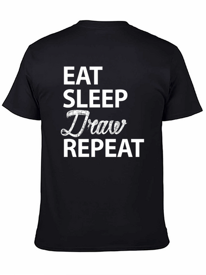 Eat Sleep Draw Repeat Black Graphic T-Shirt