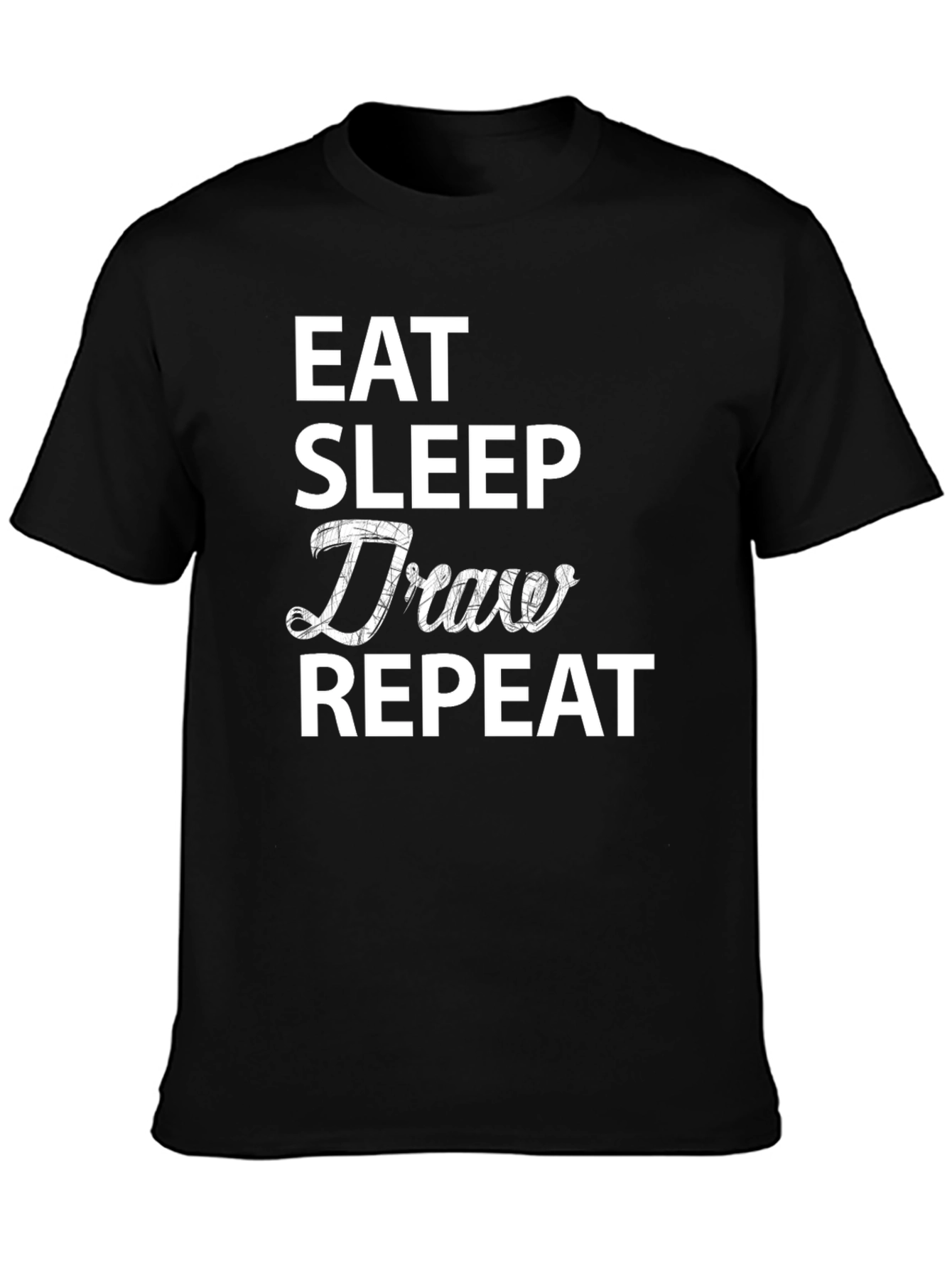 Eat Sleep Draw Repeat Black Graphic T-Shirt