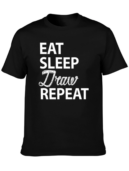 Eat Sleep Draw Repeat Black Graphic T-Shirt