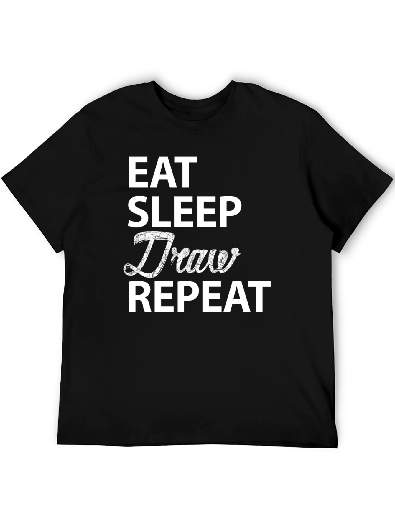 Eat Sleep Draw Repeat Black Graphic T-Shirt