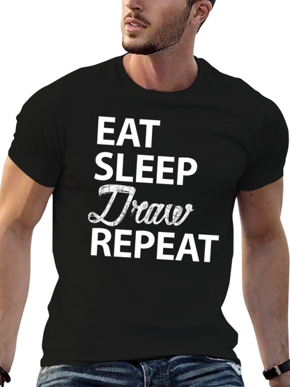 Eat Sleep Draw Repeat Black Graphic T-Shirt
